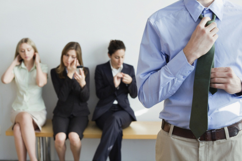 people interviewing for a job